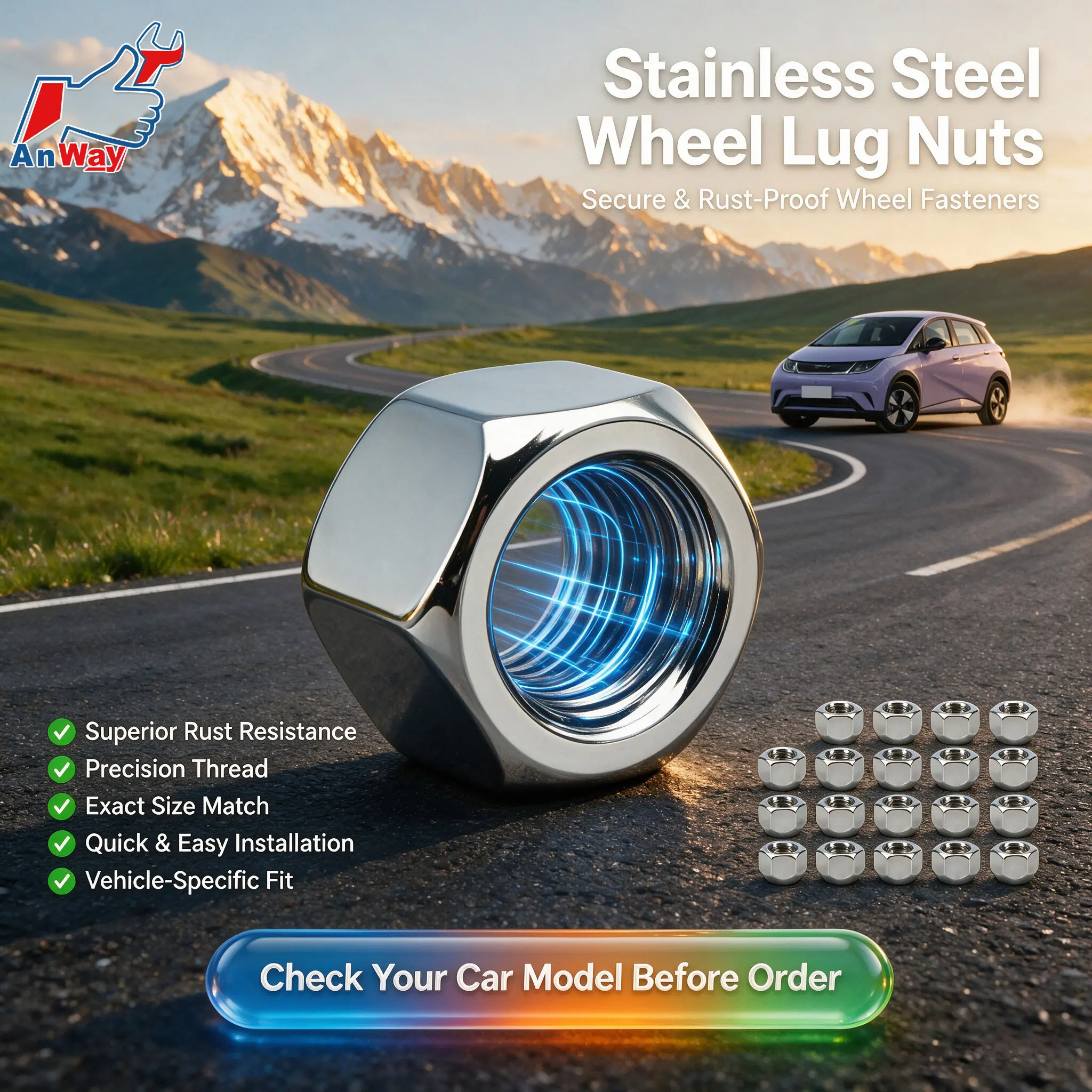 Wheel Lug Nut Screw For BYD Dolphin BEV 2021‑2026 High Torsion Anti Rust Alloy Steel Wheel Hub Tire Fastener