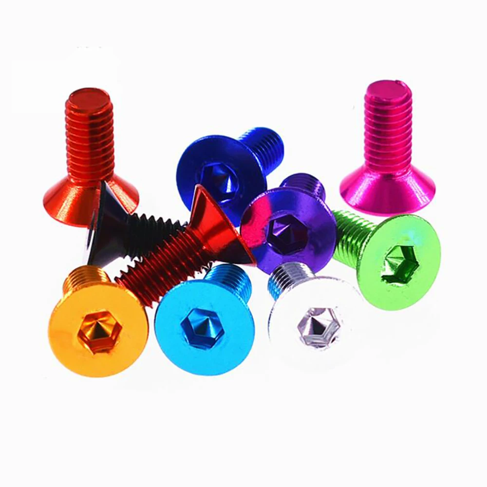 M5 M6 DIN7991 Hex Socket Countersunk Head Aluminum Screws Coarse Thread Allen Bolts 10 Mixed Assorted Colors