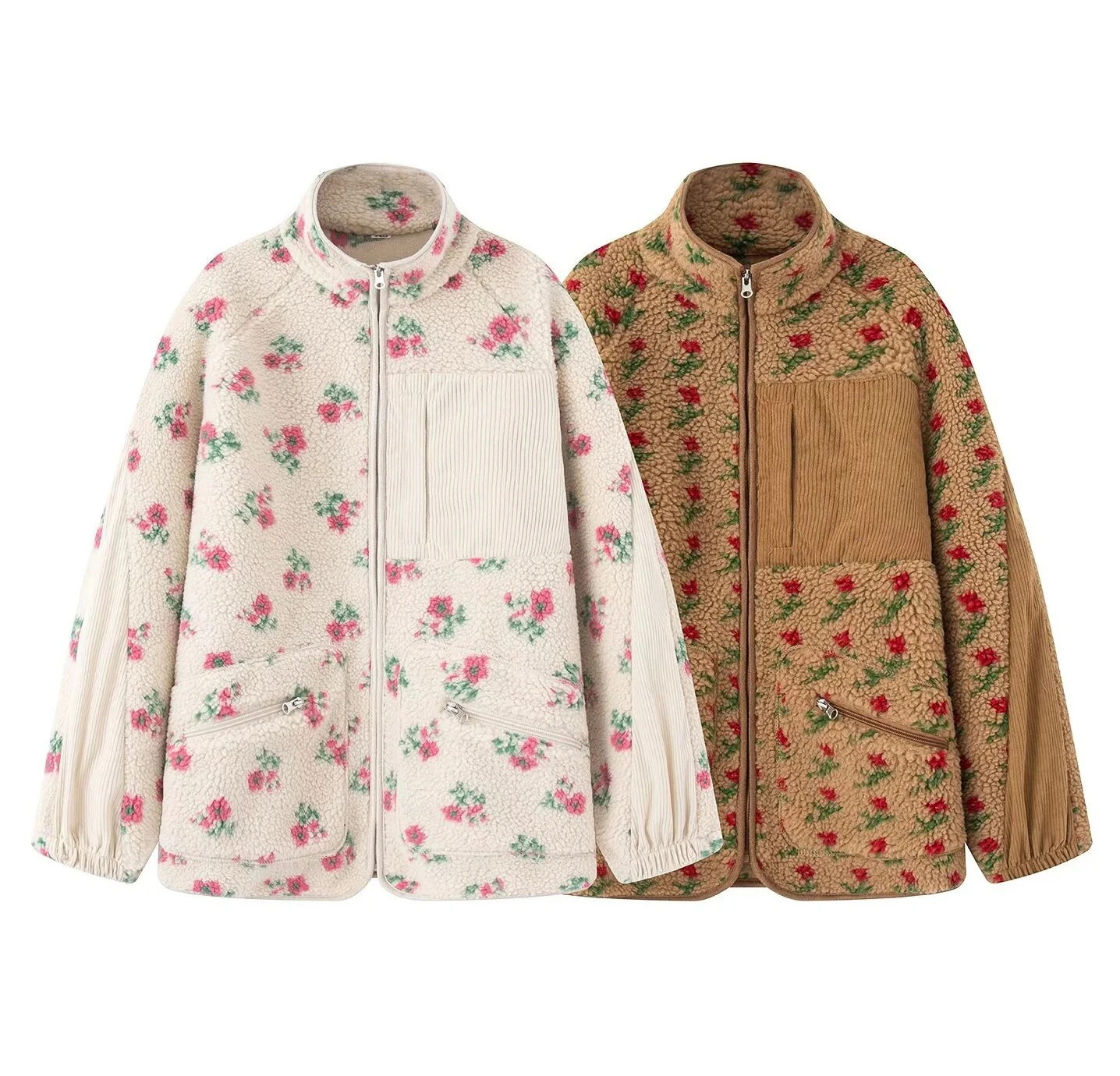 가을 신상 여성 의류 유럽 및 미국 스타일 패셔너블한 분위기 캐주얼 데일리 양털 플로럴 후드티