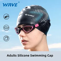 Gorro de natación de silicona impermeable para adultos, gorro de piscina de verano, elástico, protección de orejas, gorro de buceo de pelo largo