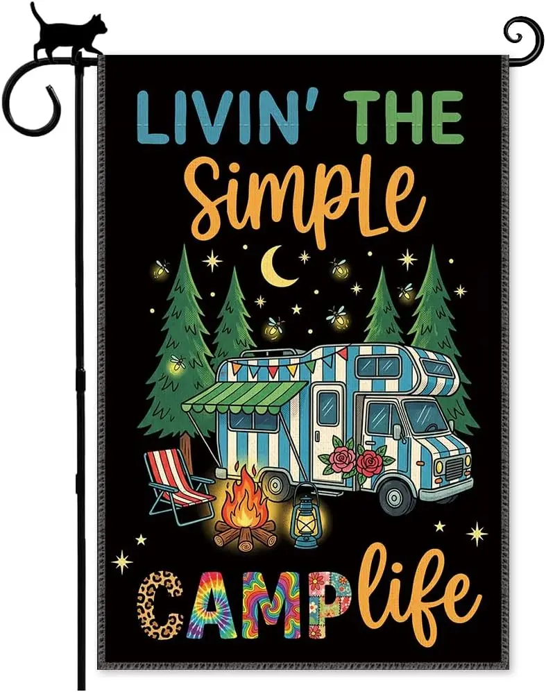 Livin' The Simple Camp Life Garden Flag Gifts for Family Friends yyi