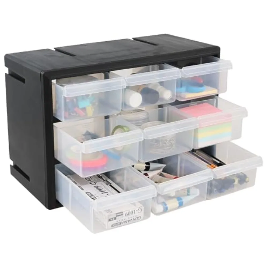 

Органайзер для деталей и инструментов с 9 выдвижными ящиками, пластиковый, черный, для хранения фурнитуры и рукоделия