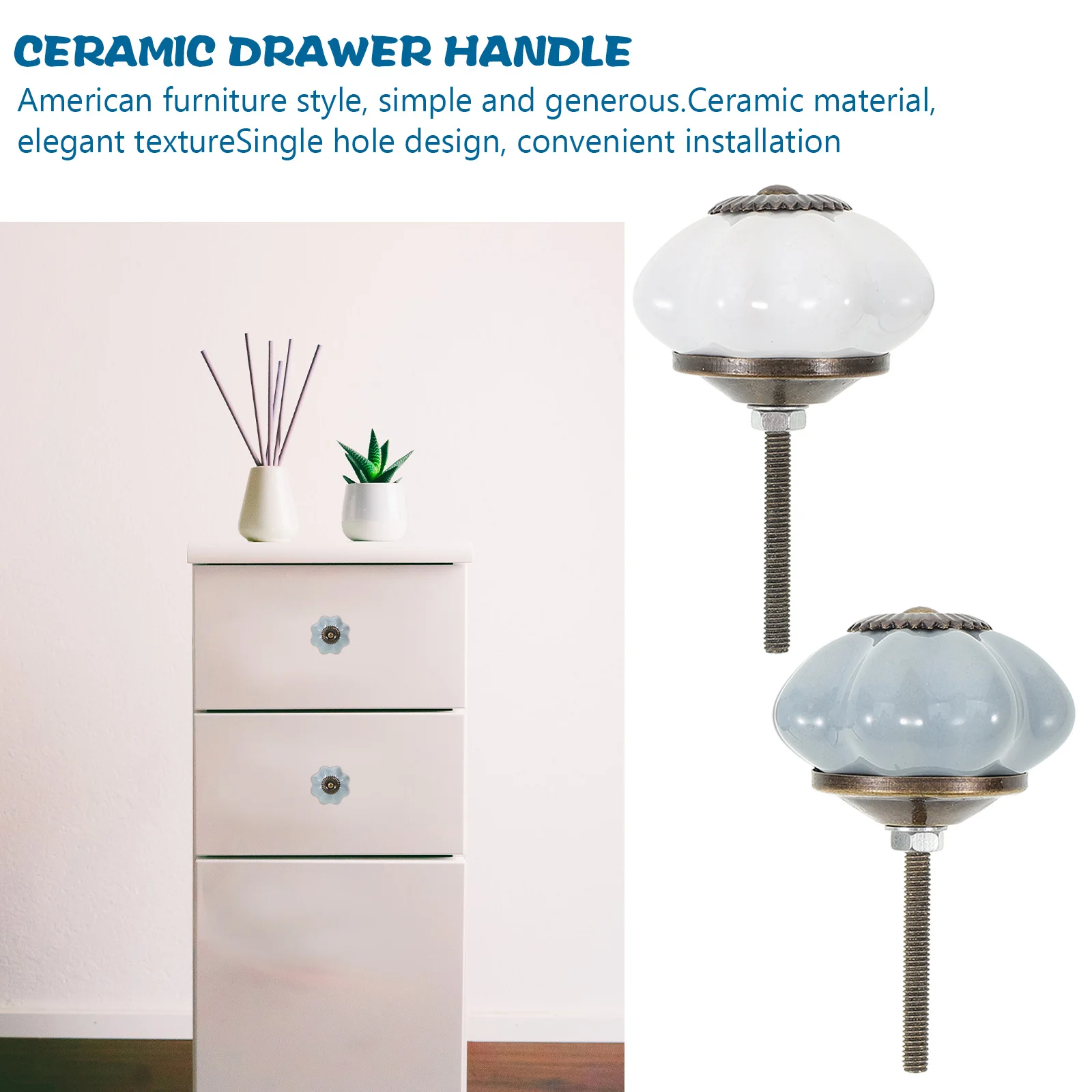

2Pcs Unique Design Cabinet Ceramic Pulls Durable Easy Install Furniture Accessory for Home Kitchen Bathrooms Drawers
