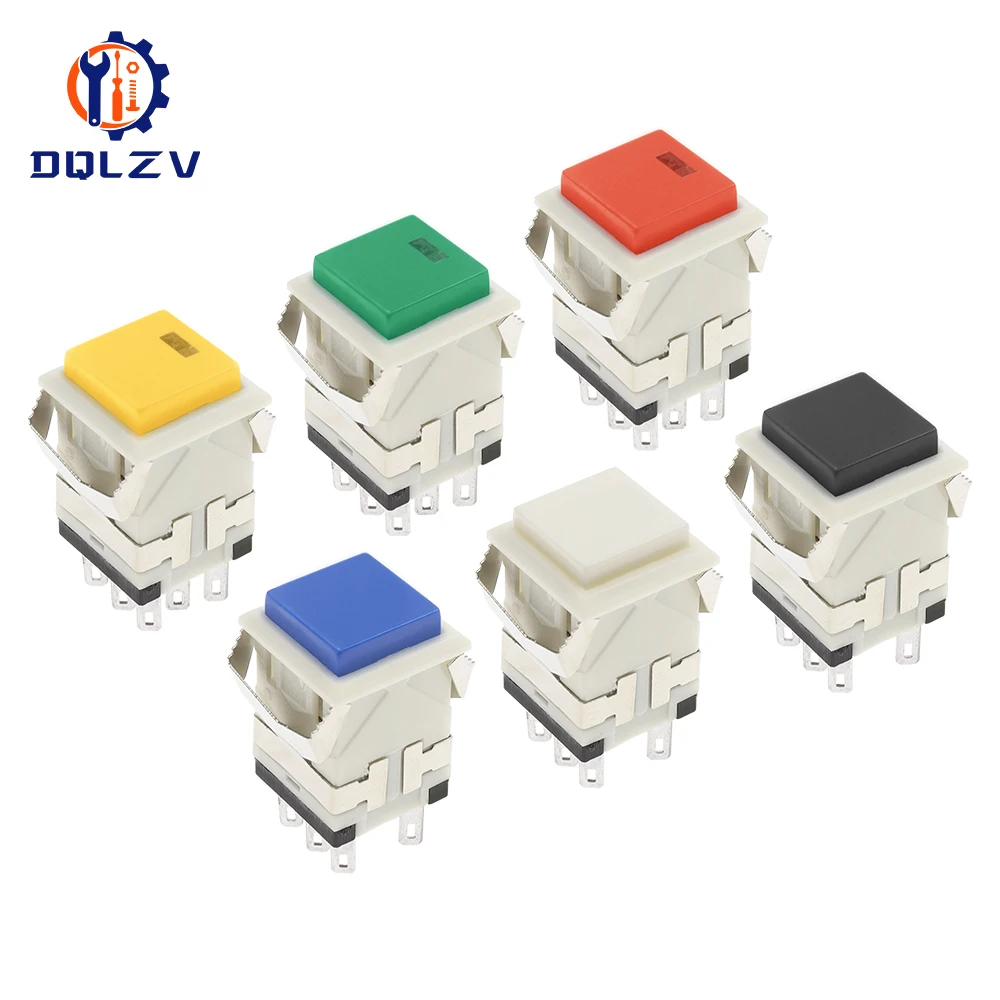 17.2*17.2mm 3A/250V 6A/125V Snap-in 2NO2NC Momentary Square Push Button Switch With LED Light Plastic