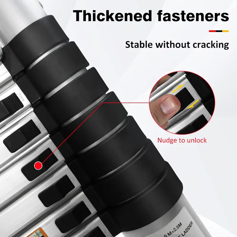 Aluminum Telescopic Extension Ladder 8.2FT A-Frame 2-in-1,Portable Multi-Purpose Folding with Balance Rod,8+8 Steps Adjustable