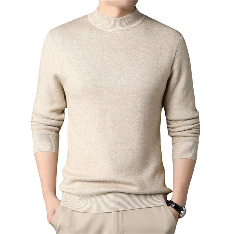 Men Sweater Solid Pullovers Mock Neck Spring And Autumn Wear Thin Fashion Undershirt Size M to 4XL Men Clothing