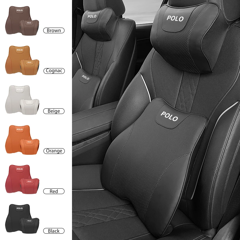 Car Headrest Neck Support Memory Cotton Lumbar Cushion For VW Passat Golf Tiguan Polo Scirocco Jetta CC T-ROC Touareg Touran