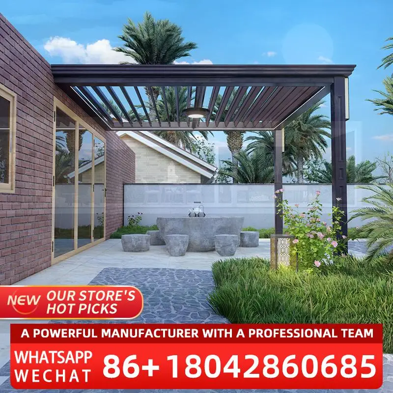 

Luxury Sunshade Modern Customized Motorized Metal Awning for Backyard Patio Garden pergola