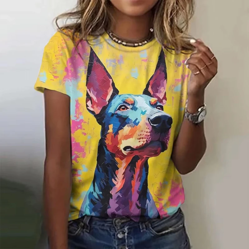 Cute Elephant Oil Painting 3D Print T-shirts For Women Girls Animal Casual Fashion Harajuku Y2k Short Sleeve O-neck Oversize Top