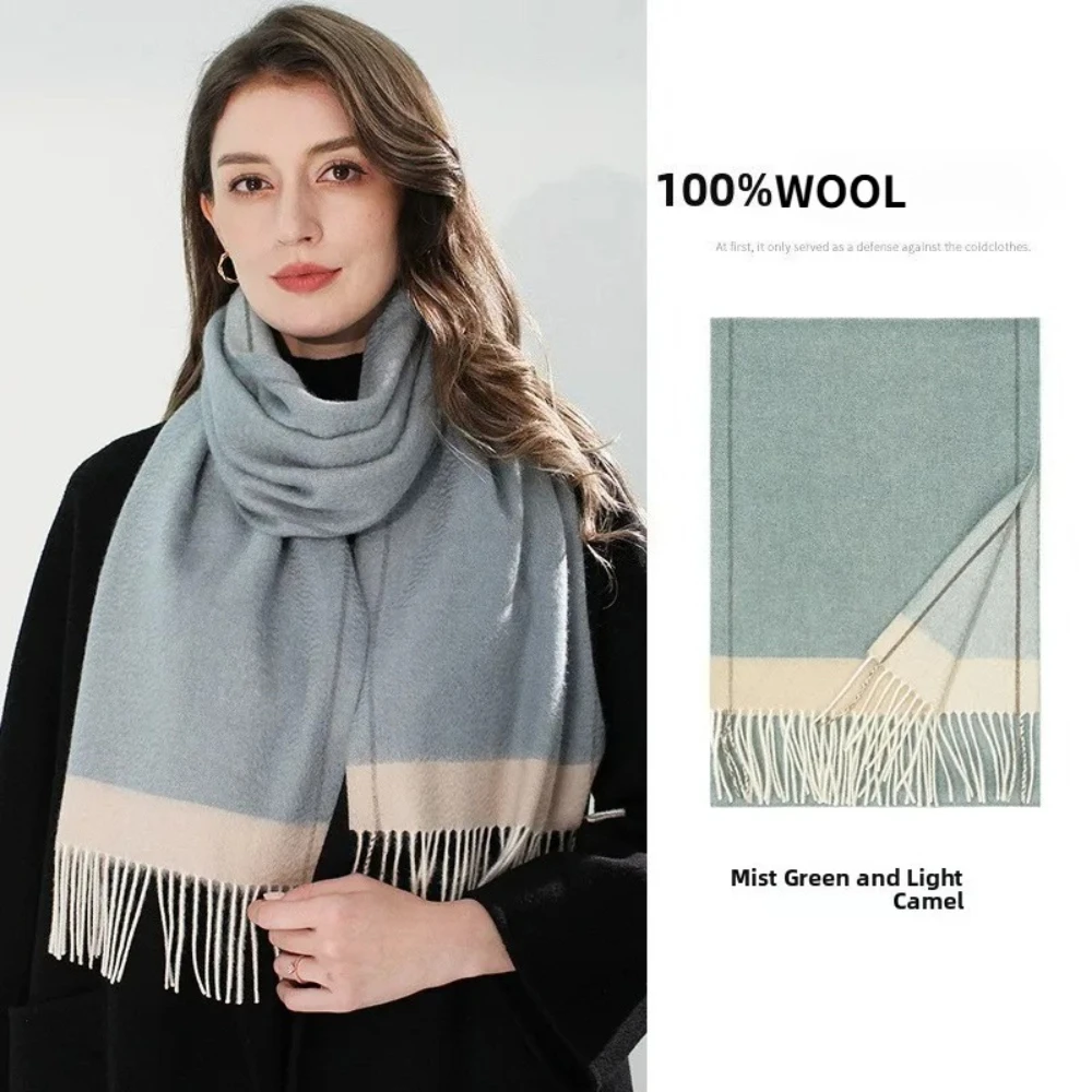 High-End Wool Scarf for Women Long Woolen Shawl Warm Winter Fashion From Inner Mongolia
