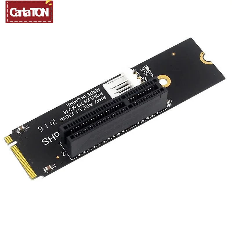 Newest NGFF M.2 To PCI-E 4X Riser Card M2 M Key To PCIe X4 Adapter with LED Indicator SATA Power Riser for Bitcoin Miner Mining