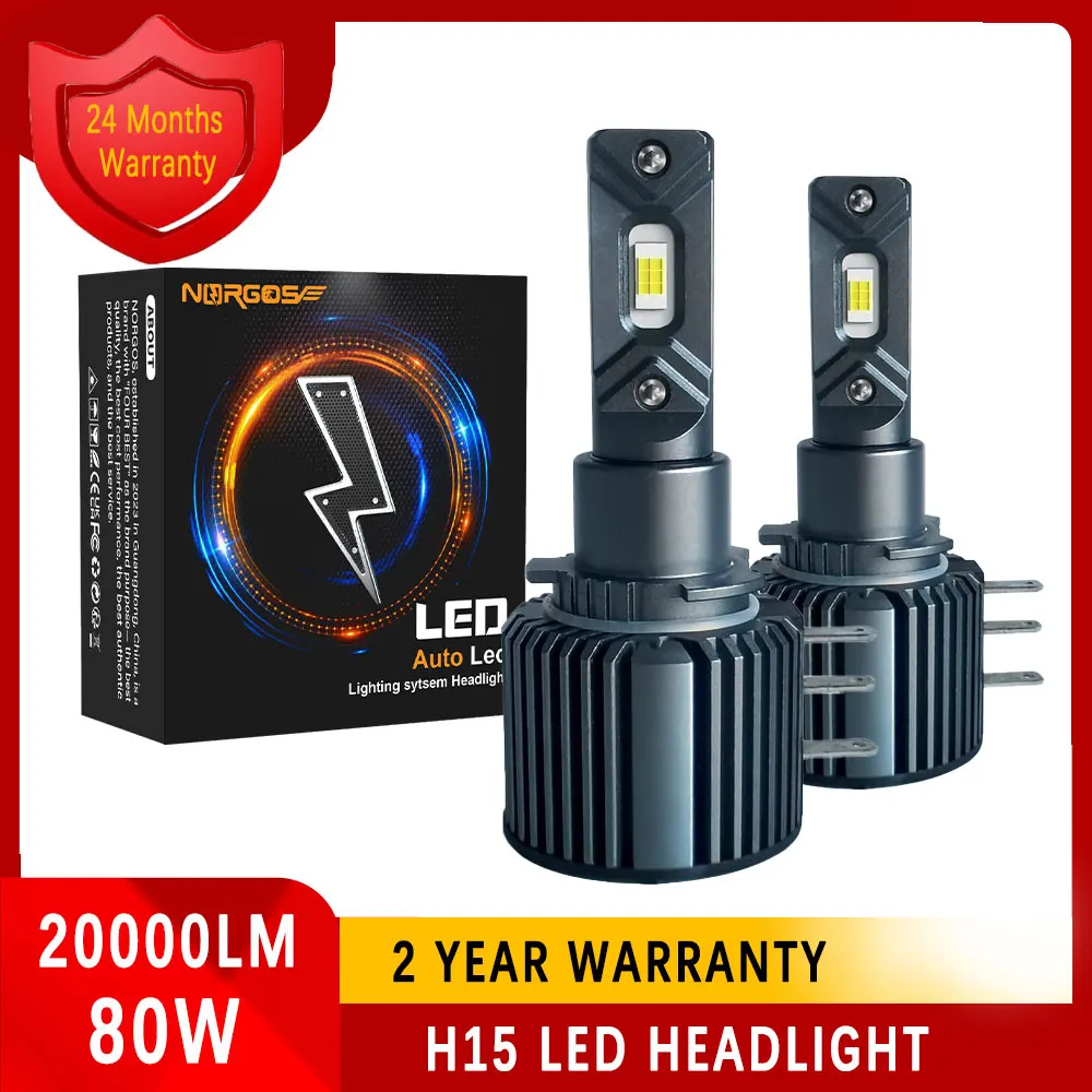 

NORGOS LED H15 LED Bulbs Canbus No Error 80W 20000LM Car Lights for Audi Mercedes Benz BMW Volkswagen Golf Daytime Lights