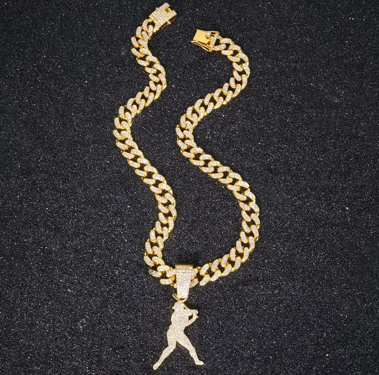 

European and American trend luxury male cool baseball pendant hip-hop style breakdancing rap dressing high-end sense Cuban chain