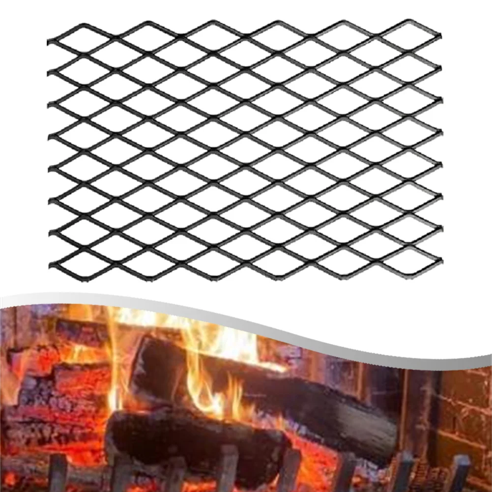 1pc Metal Fireplace Grate Ember Retainer Mesh Home Improvement Spare Parts Heavy-Duty Fireplace Ash Retainer Accessories