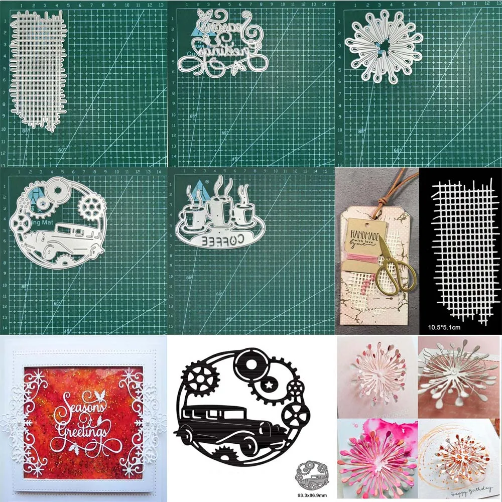 Mesh Blume Auto Zahnrad Kaffeetassen Metall Schneidwerk zeuge Dekoration Sammelalbum Papier Handwerk Stempel Schablonen sterben