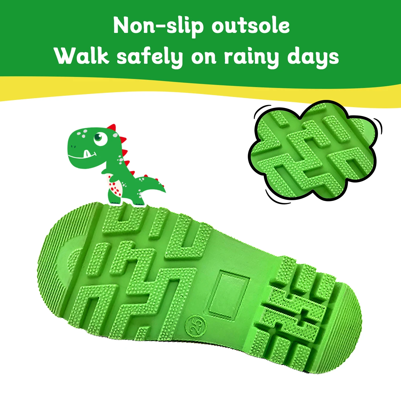 Kids\' Outdoor Cute Cartoon Rubber Rain Boots with Drawstring Closure - Boys\' & Girls\' Waterproof Anti-slip Water Shoes