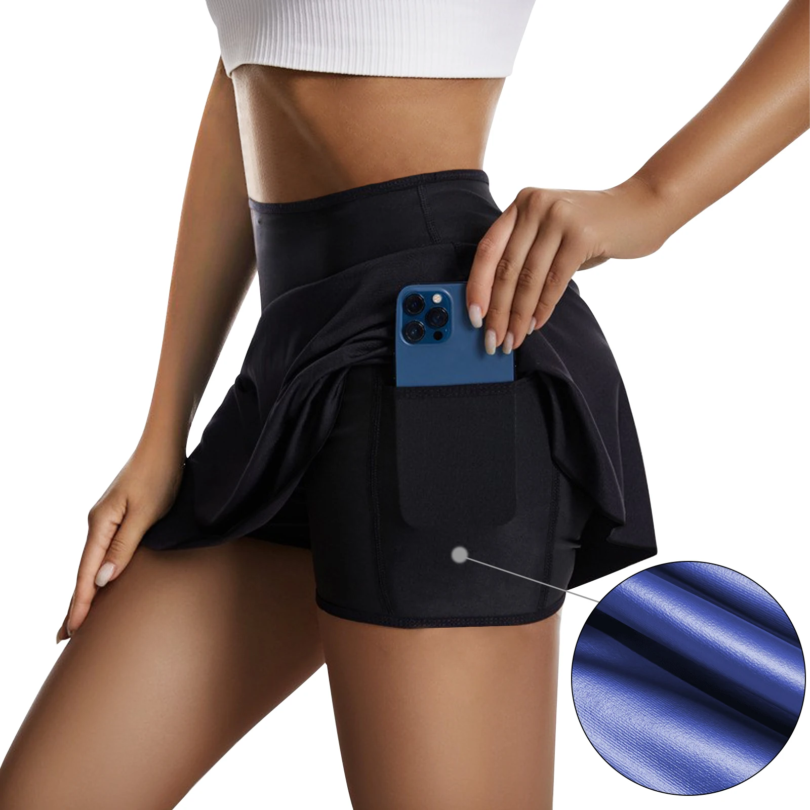 Women's Sweating Yoga Dress Short Skirt Shorts Pocket Style Running Fitness Tennis Skirt Sports Skirt