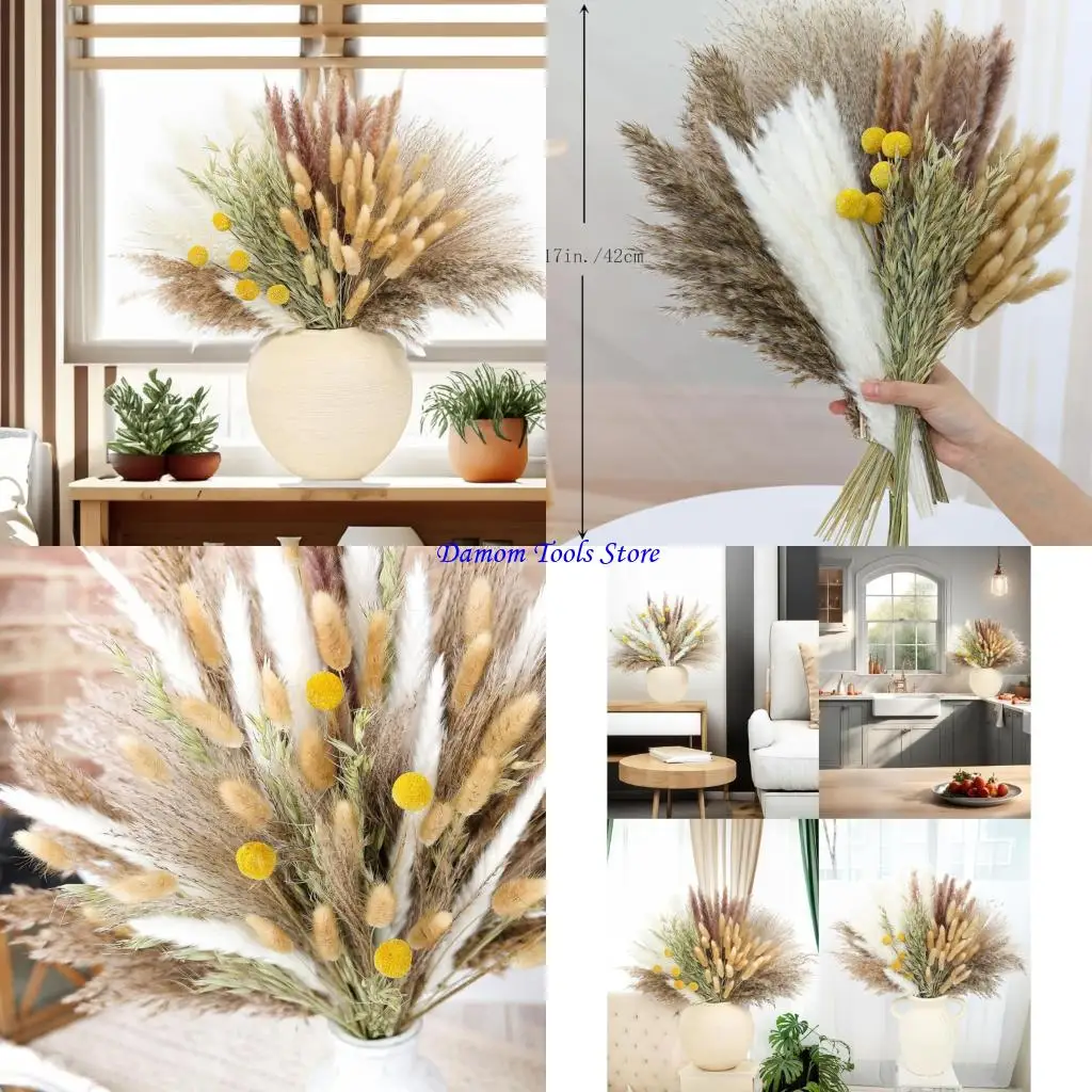 57BE Premium Dried Flower Bouquet Home Table Decors Wedding Centerpiece Bundle