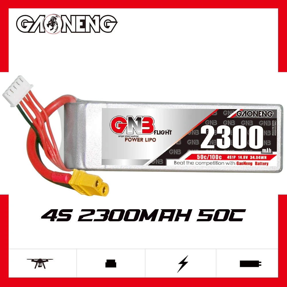 GAONENG GNB 2300mAh 50C 2S/3S/4S/5S/6S 7.4V/11.1V/14.8V/18.5V/22.2V bateria LiPo z wtyczką XT60/T dron wyścigowy FPV RC