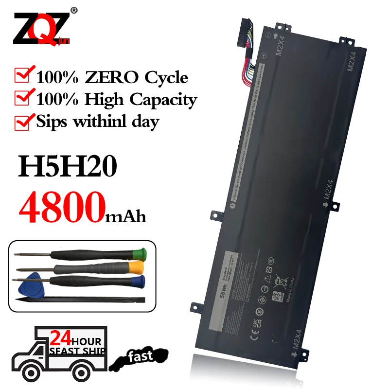 Batería de ordenador portátil 11,4 V 56WH H5H20 para DELL XPS 15 9570 9560 7590 para portátil DELL Precision 5520 5530 Series