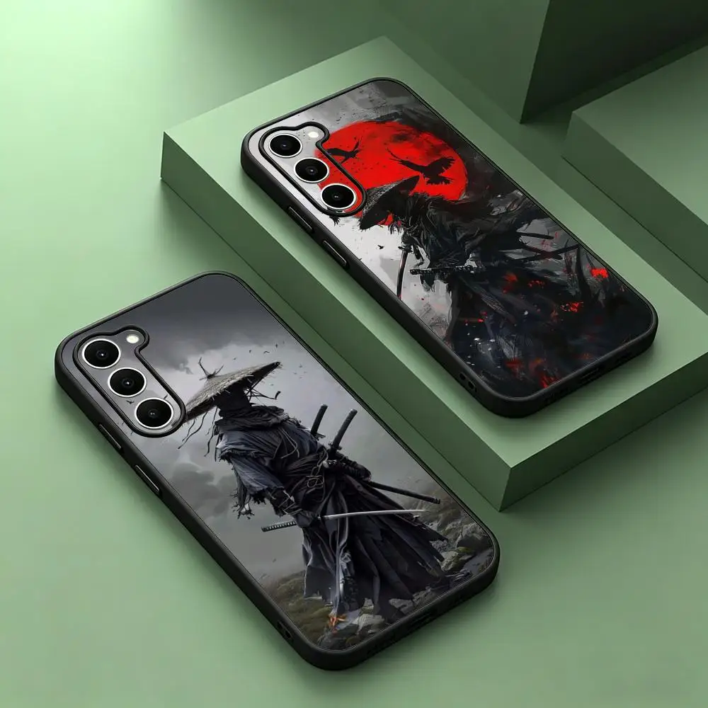 Samurai ghost Japanese Bushido Phone Case For Samsung Galaxy S26 S25 S24 S23 S22 S21 S20 Plus Ultra Note20 Soft Black