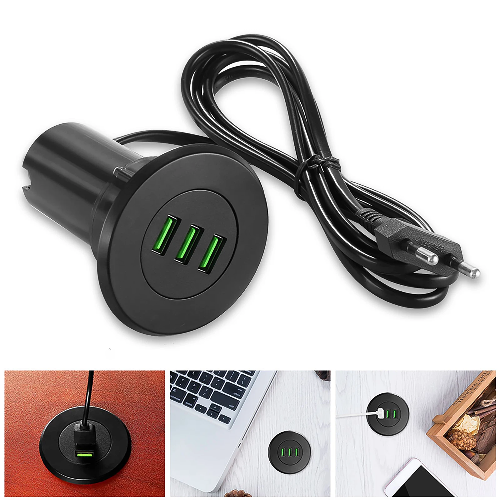 Fast Charging 5V/3.1A 3 USB Charger Desktop Hole USB Charger Portable Adapter With EU Plug for iphone for Samsung 2023 News