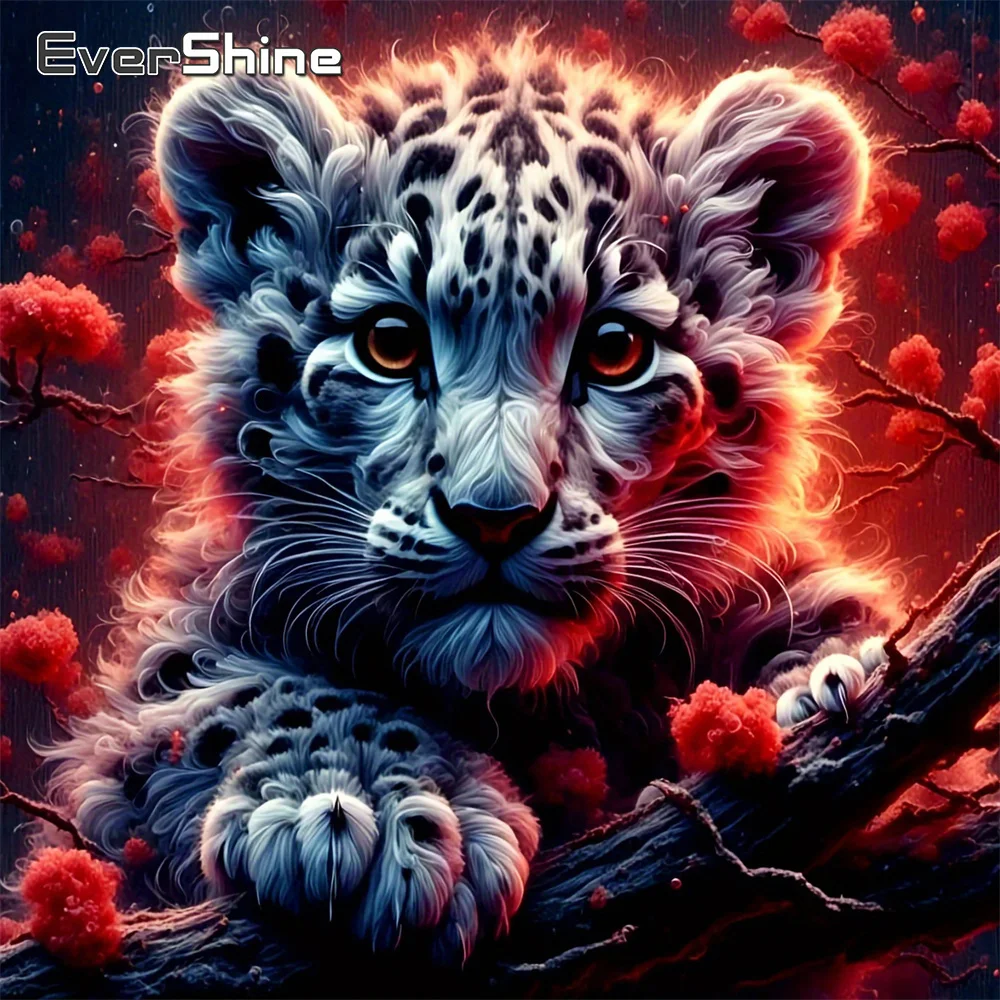 EverShine Diamant-Mosaik Tier Vollquadrat-Malerei Leopard Strass-Bild Stickerei Baum Heimdekoration