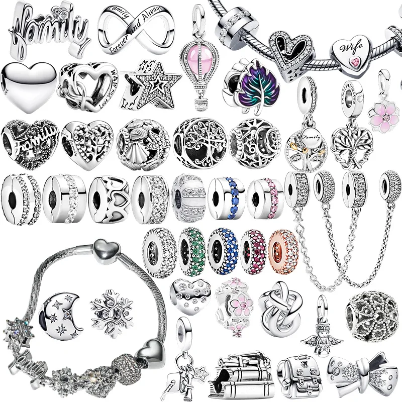 Gorąca Wyprzedaż Błyszczące Koraliki w Kształcie Serca, Gwiazdy, Drzewa Rodzinnego, Zawieszki, Pasujące do Bransoletek i Naszyjników typu Snake, Koraliki do Tworzenia Biżuterii DIY, Prezent dla Kobiet