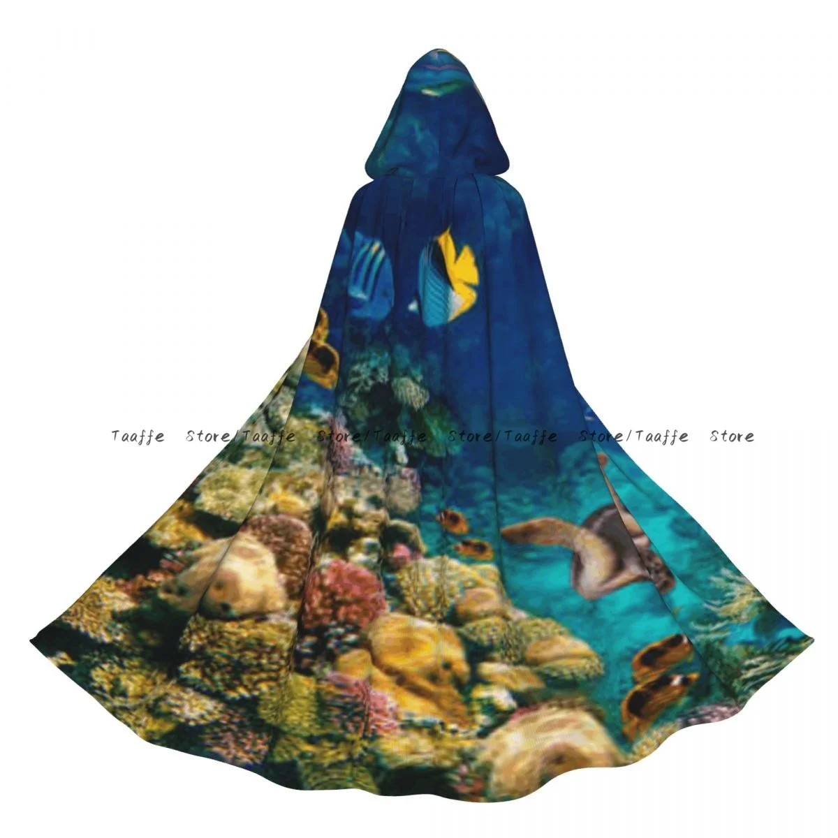 

Witch Long Hooded Robe Underwater World Coral Fishes Of Red Sea Halloween Cloak Cosplay Costumes for Adult
