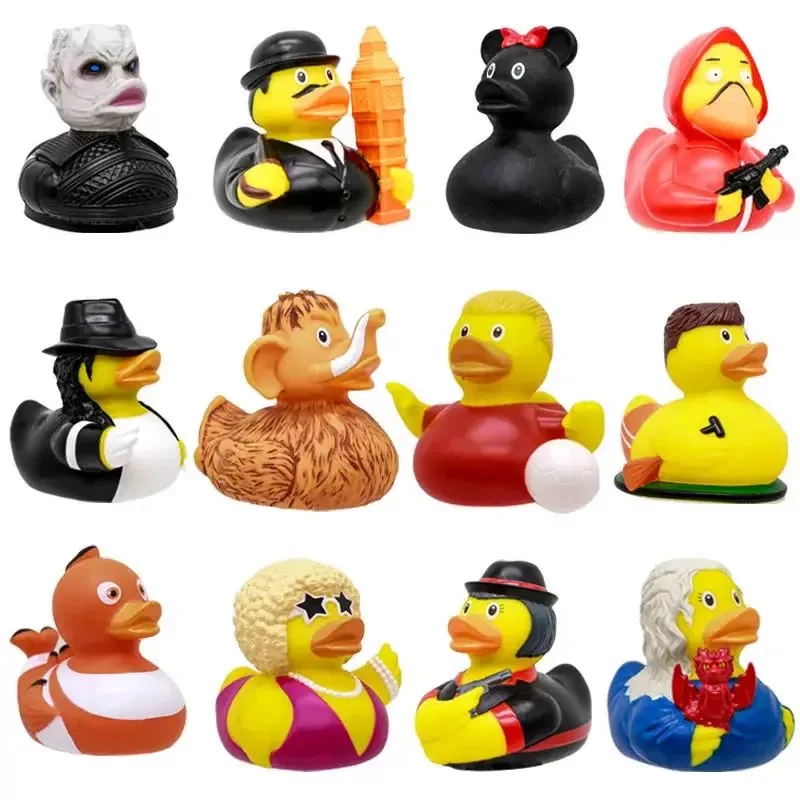 

Cartoon Rubber Duck Baby Bath Toys Famous Singer Star Player Action Figures Cosplaying Duck Bathly Floating Toys Kids Gifts