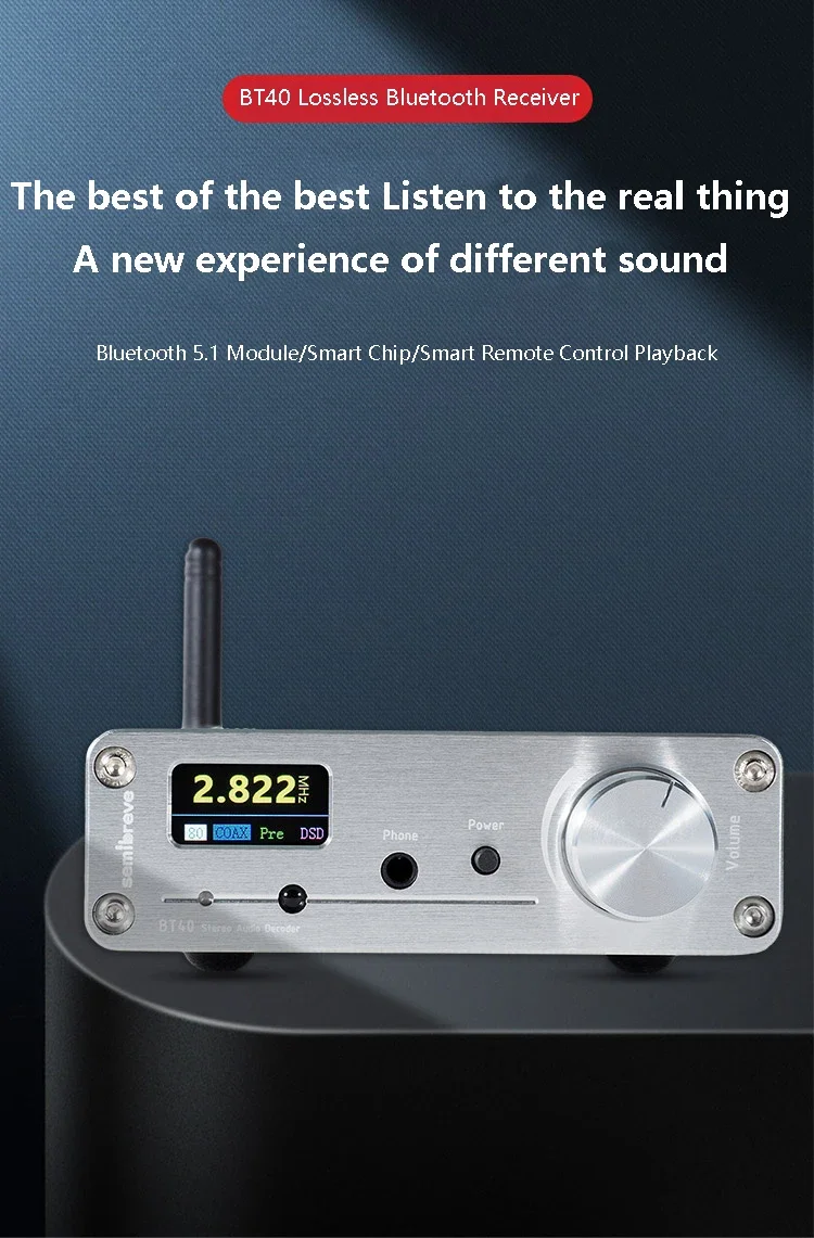 BT40 Flagship ES9038Q2M HIFI Bluetooth Decoder QCC5125 Bt 5.1 HD Display SRC Elevated Audio Receiver IR Remote Controller
