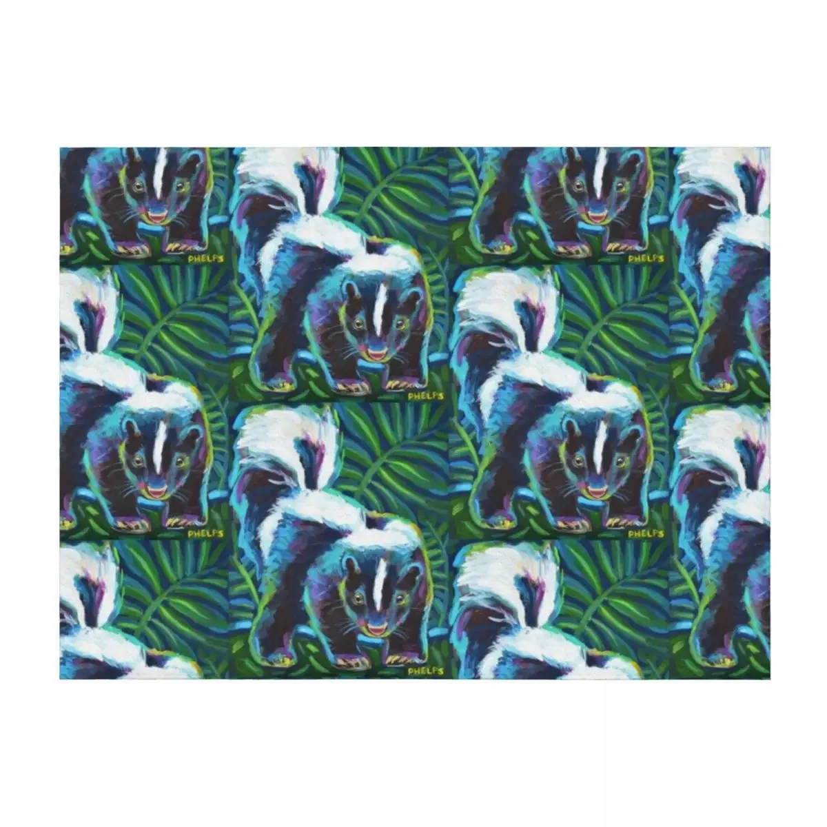 

Colorful Skunk Art by Robert Phelps Throw Blanket for babies Warm Bed Fashionable Furrys Blankets