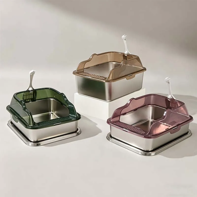 

Splash-proof Cat Litter Box Cat Toilet Pet Cat Litter Drawer Enclosure Drawer Type Deodorization Stainless Steel High Fence