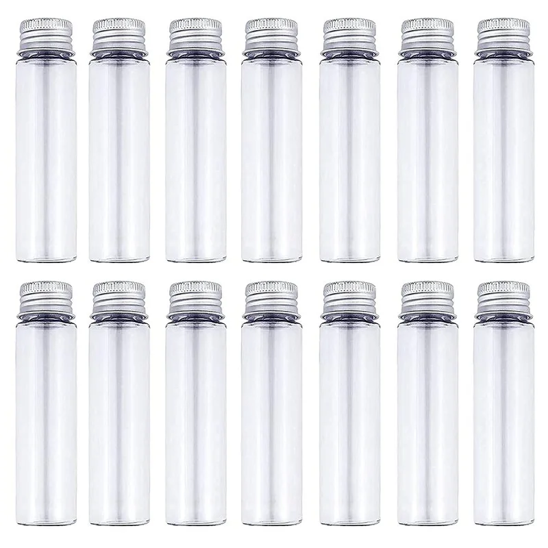 Tubes à essai en plastique plat transparent avec bouchons à vis, tubes pour bonbons et stockage de perles, expériences scientifiques, 28 × 108mm,