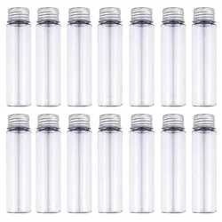 30pcs 50ml Clear Flat Plastic Test Tubes with Screw Caps,28×108mm Tubes for Candy and Beads Storage Scientific Experiments