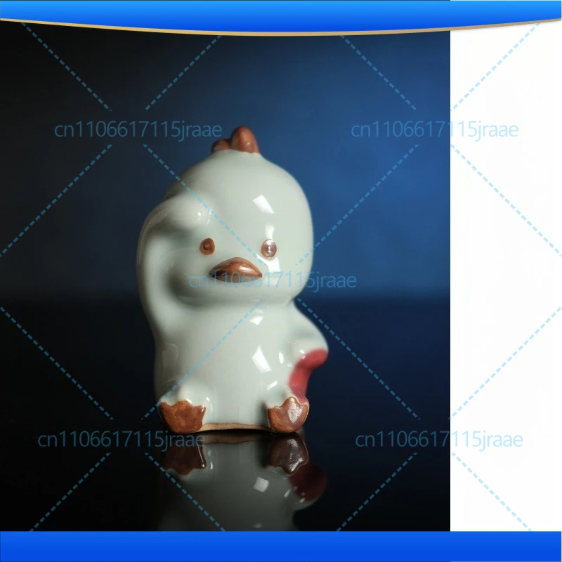 Oily feeling! Come on duck! Handmade Jun porcelain ornament