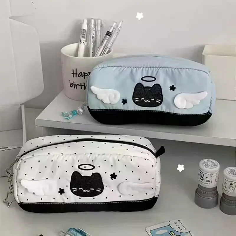 Kotak Pensil Gambar Kucing Malaikat Kartun Lucu Tas Penyimpanan Alat Tulis Siswa Kembali Ke Sekolah Perlengkapan Sekolah Hadiah Alat Tulis Pena
