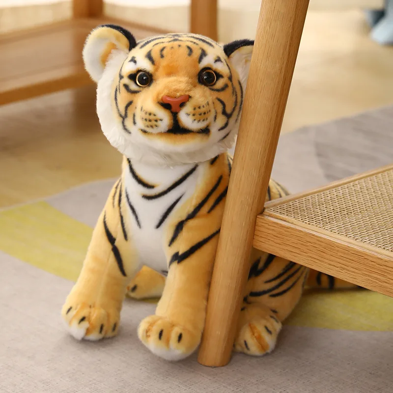 2023 Lifelike Animal Yellow Tiger Leopard Plush Stuffed Toys Simulated Animal Cheetah Dolls For Kids Birthday Gift Room Decor