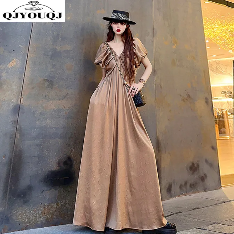 

High End Extended Ankle Length Dress 2024 Spring/summer New Temperament Age Reducing Fashion Elegant Women's Long Dress