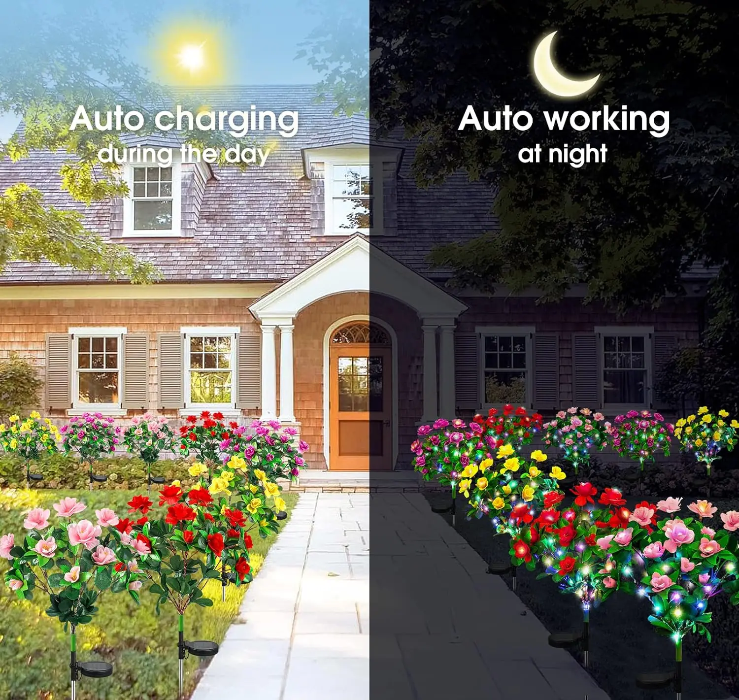 LED Solar Light Azalea Flower Home Decoration Garden Lamp Outdoor Waterproof For Courtyard Lawn Path Holiday Wedding Lights