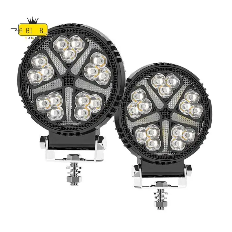 

ABIB -Round 4 Inch Car LED Work Lights Flash Spotlights DRL For Truck ATV UTV SUV Motorcycle Cart Trailer Boat