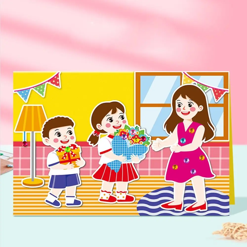 Kartu Ucapan 3D Hari Ibu, bahan DIY hadiah kartu ucapan kreatif anak-anak TK