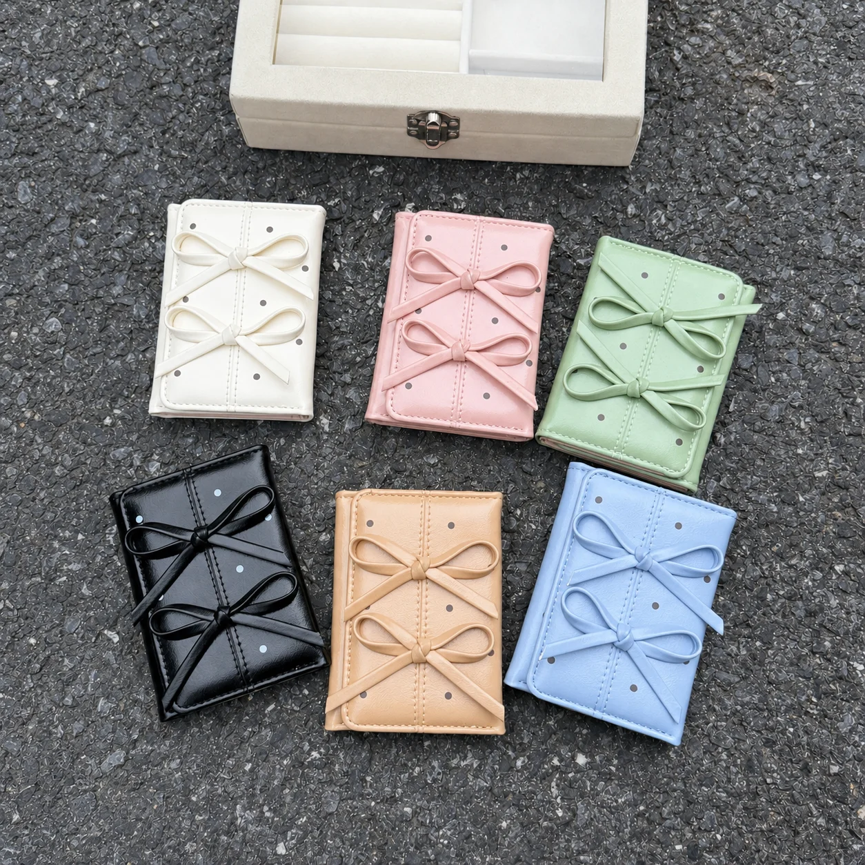 Women'S Wallet Compact Trifold Wallet Pu Leather Wallet Sweet For Dating Cash Storage Card Storage