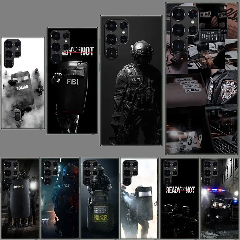 

Прозрачный чехол Police FBI для Samsung S21 Plus S24 S23 S20 FE S22 Ultra Galaxy S25 Edge TPU Capa Чехлы для телефонов Cover Coque TPU S