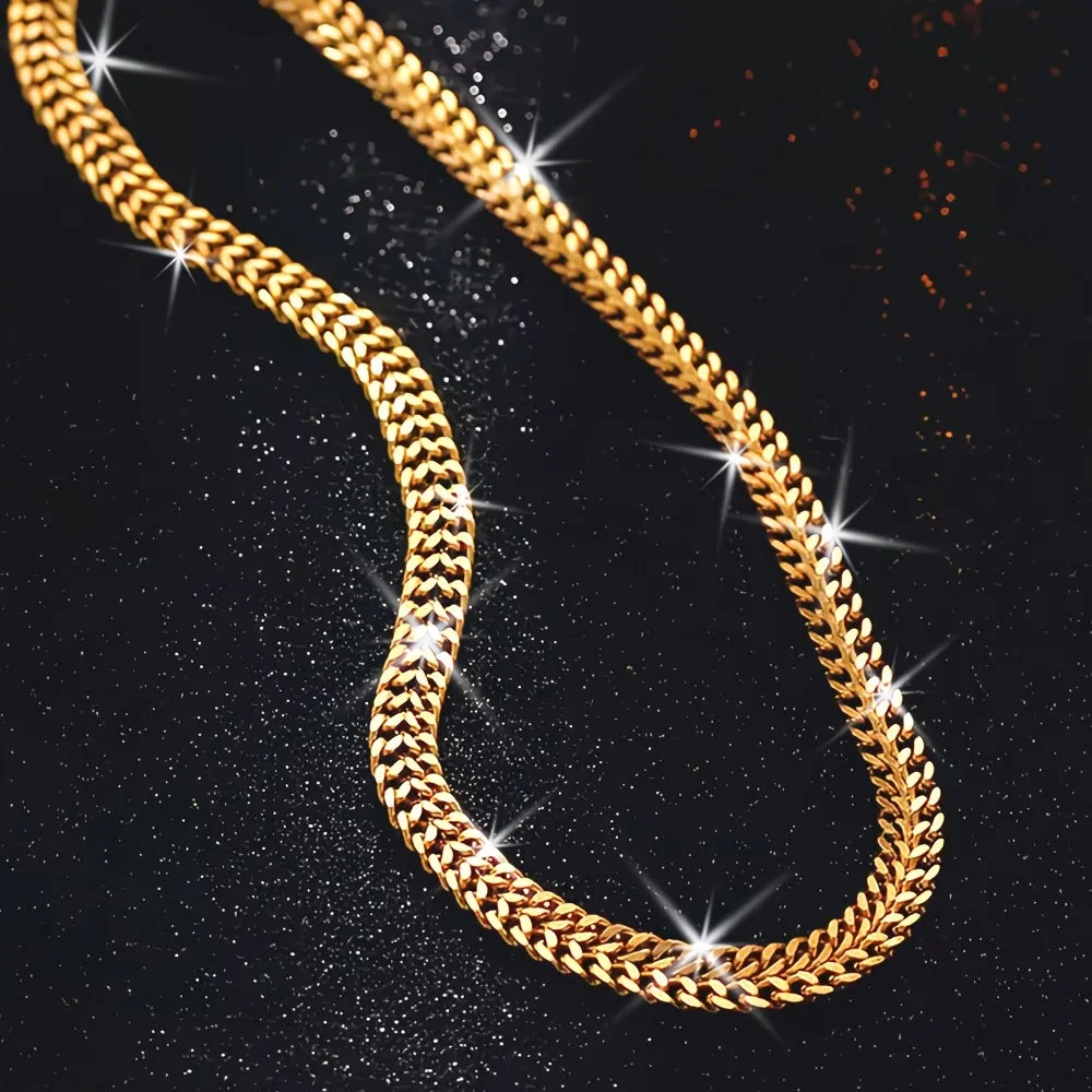 1pc Dual Layer Matching Chain Necklace Stainless Steel Necklace Women'S And Men'S Daily Matching Casual Jewelry for Wearing in 4