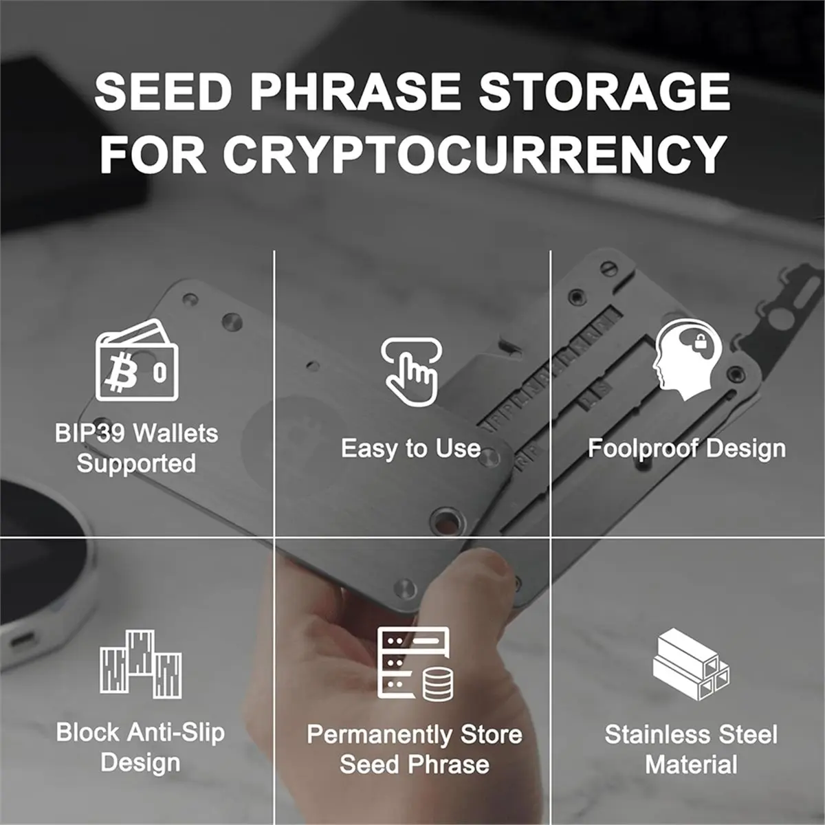 

ABZT Crypto Seed Phrase Storage,Secure Bitcoin Wallet, Private Key Recovery Cold Storage Backup 24 Words for BIP39 Wallets