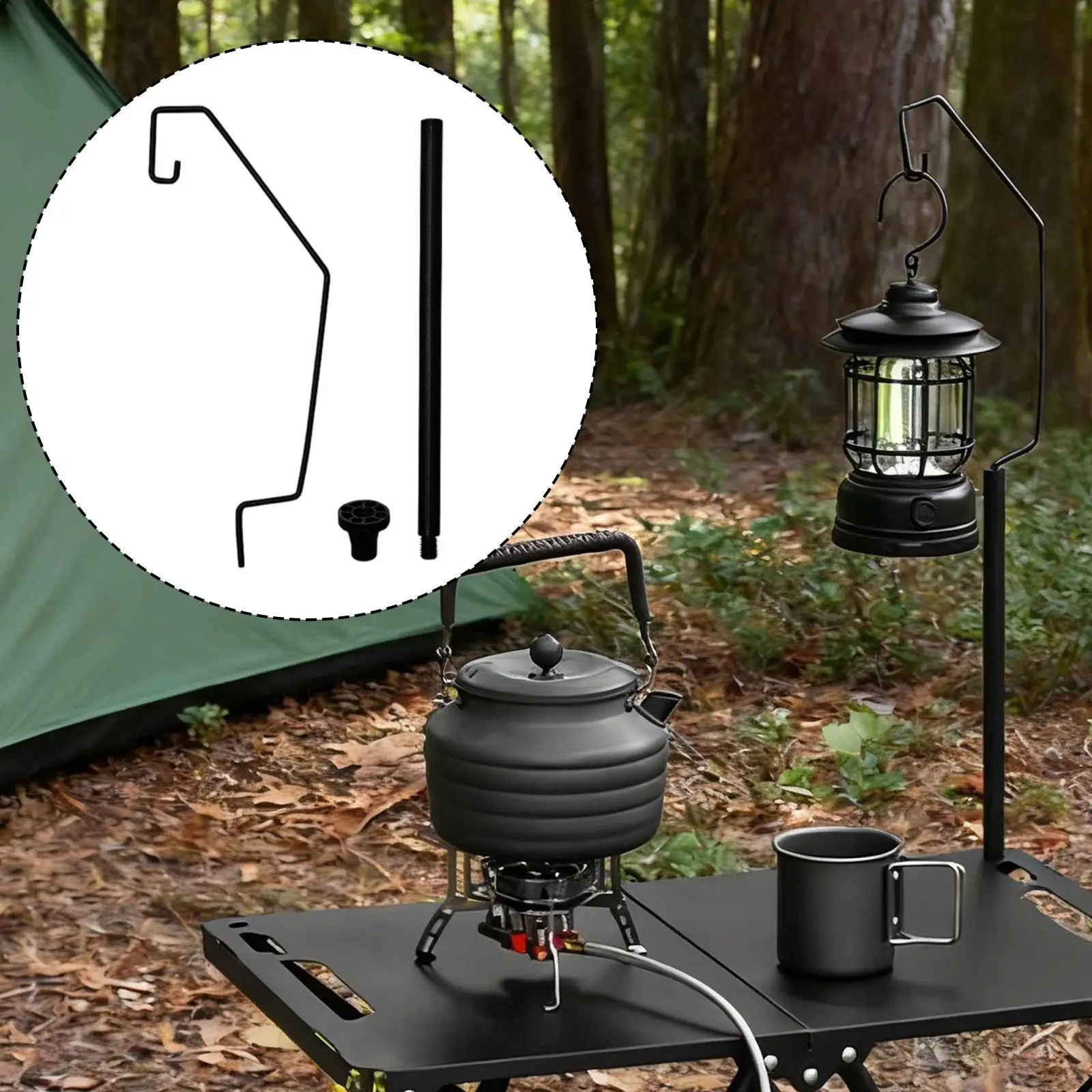 Camping Table Lantern Holder Portable Camping Accessories Lightweight Folding Table Lamp Pole Easy to Install for BBQ Outdoor