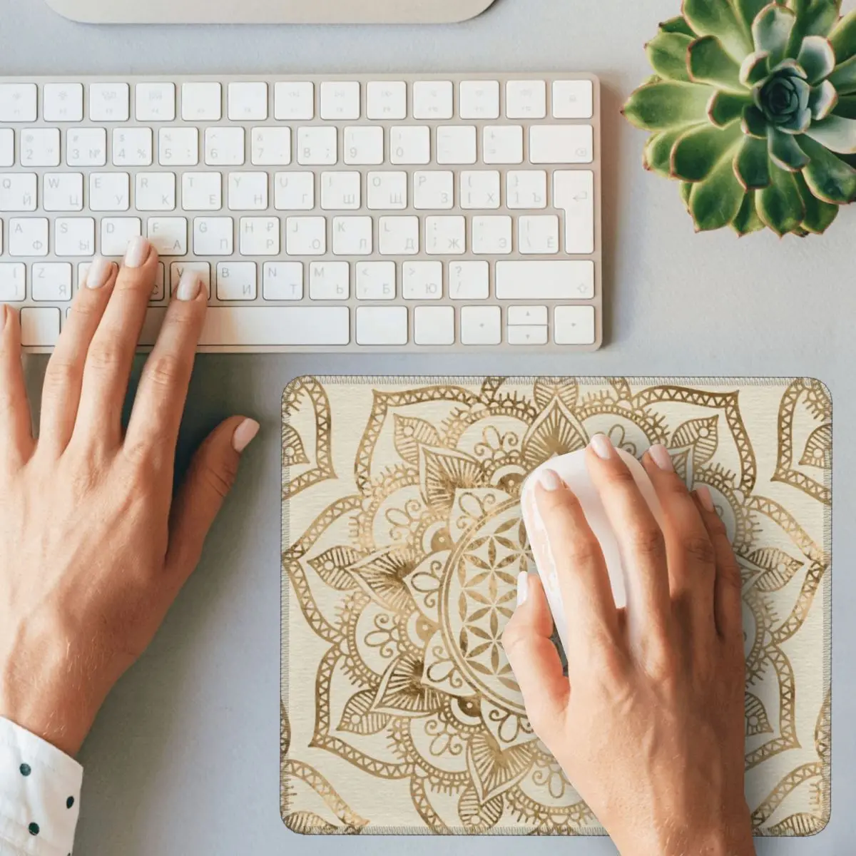 Flower Of Life In Lotus Mouse Pad Computer Keyboard Mouse Mat Gamer Laptop Desk Mat Office Table Mats