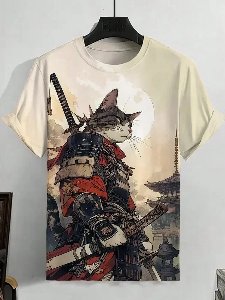 

Trend Japan Ukiyo-e Graphic Men's Fashion Summer Crew Neck 3D Printing Unisex T-Shirt Casual Loose Harajuku T-Shirt