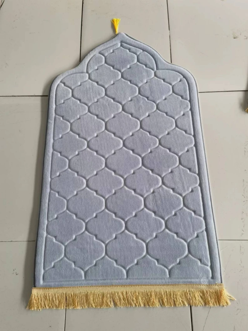 Alfombrilla de franela para oración musulmana Ramadán, alfombra gruesa estampada para adoración, Kneel, suelo en relieve, antideslizante, suave,